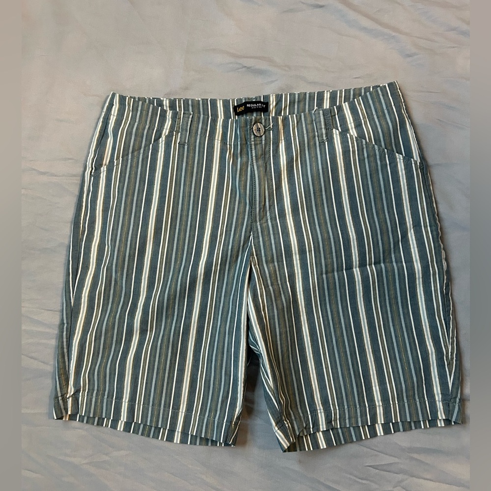 Lee Gray and White Striped Bermudas